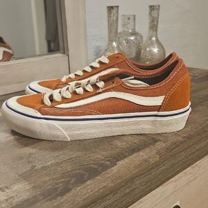 Vans Women's Orange and White Sneakers